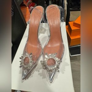 Amina Muaddi Glass Slippers! ! like new!